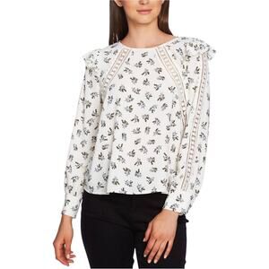 NWT 1. STATE Blouse Size XXL Women's White FLORAL TENDER FIELDS ~ FITS SMALLER